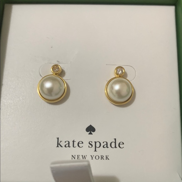Kate Spade Gold and Pearl Stud Earrings - Picture 2 of 4